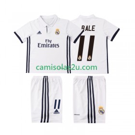 Camisolas de futebol Real Madrid BALE 11 2016 2017 Retro Criança Equipamento Principal Manga Curta